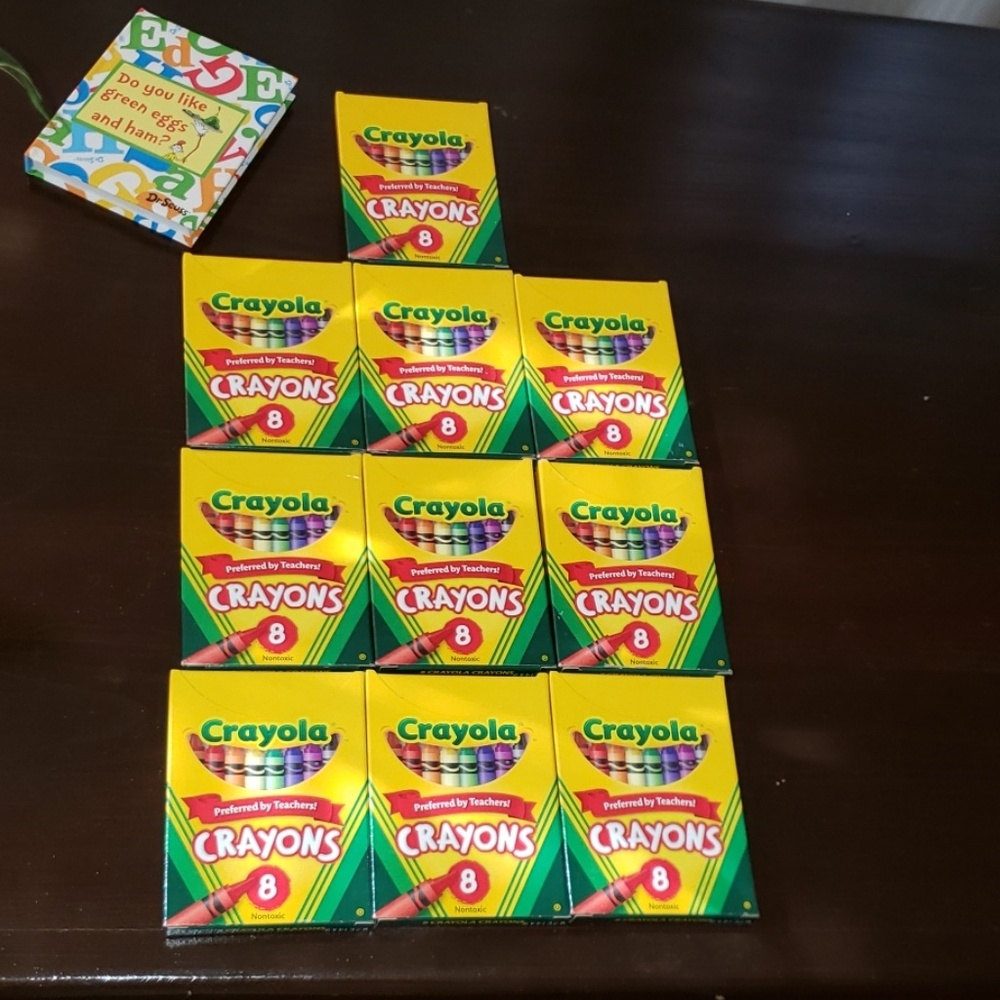 Crayola crayons, 8 in each box.